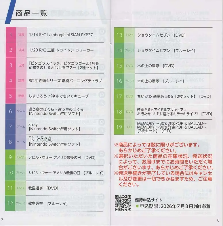 7552ハピネット2026年株主優待カタログ(p7-8)