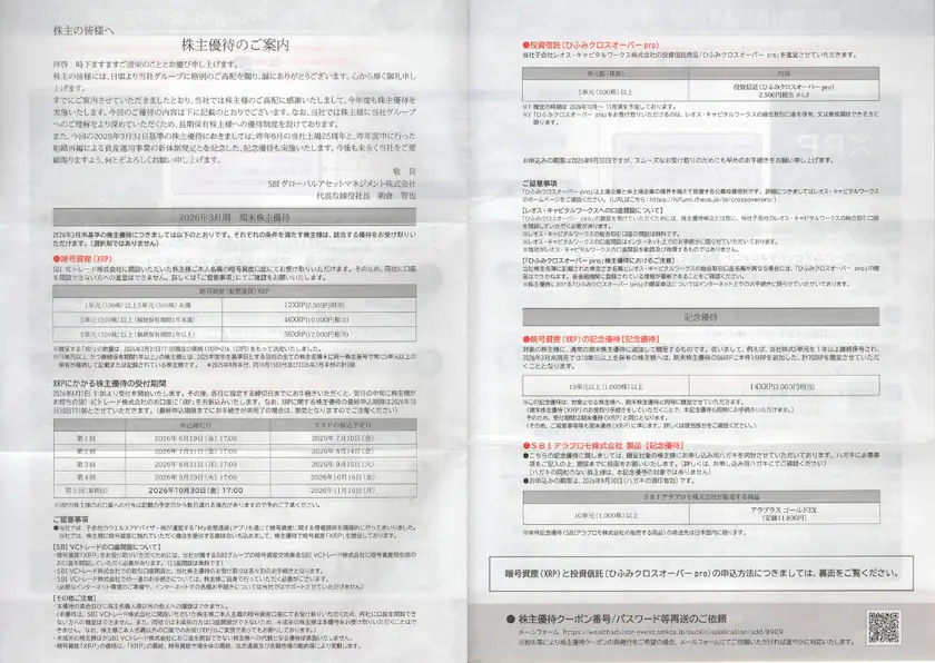 4765SBIグローバルアセットマネジメントの優待案内
