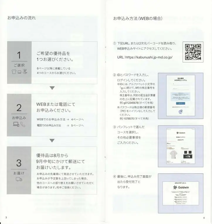 8111ゴールドウイン株主優待案内(p3-p4)