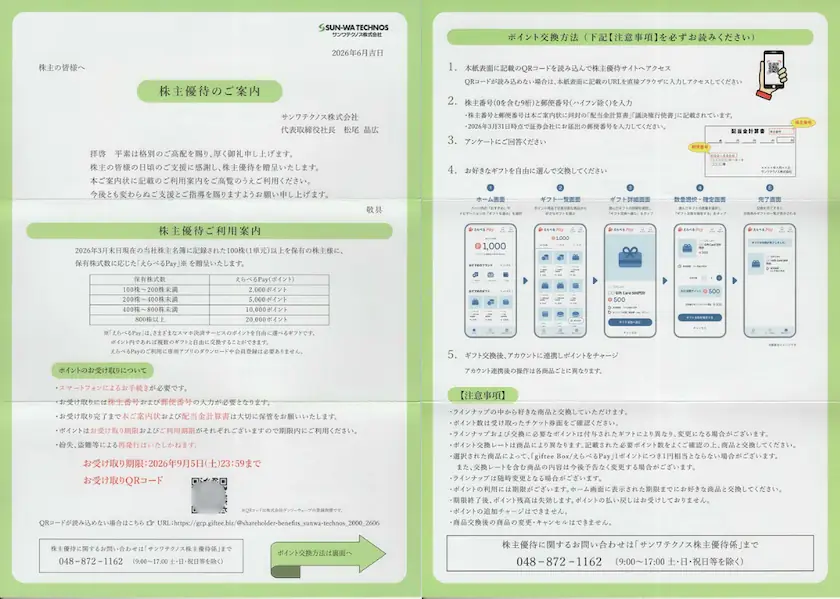 8137サンワテクノス株主優待案内