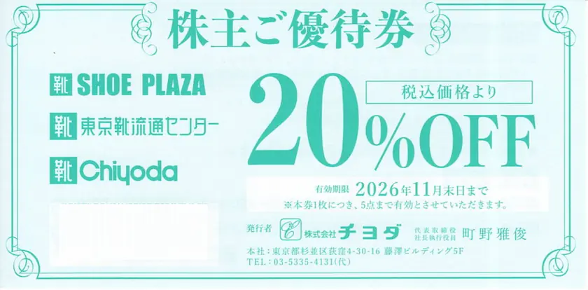 8185チヨダ株主優待券