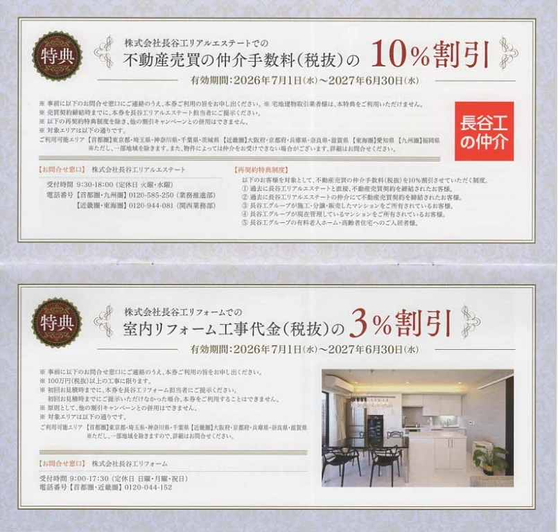 1808長谷工コーポレーションの株主優待券(p7~p8)