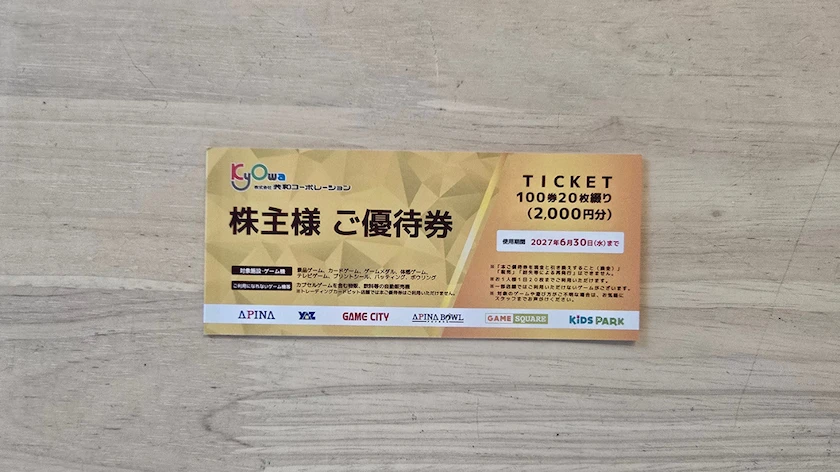 6570共和コーポレーションから実際に届いた株主優待券