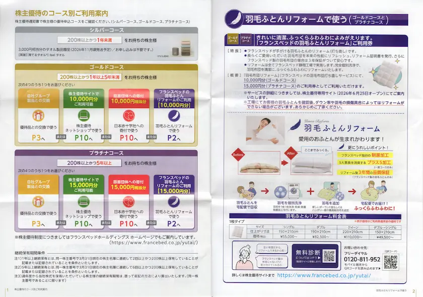 7840フランスベッドホールディングス株主優待ご利用案内(p1-p2)