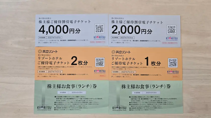 実際に届いた9616共立メンテナンスの株主優待券