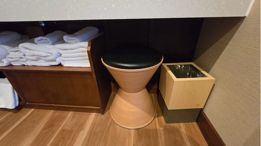 運河の宿 おたる ふる川 お部屋の洗面所のタオルやいす
