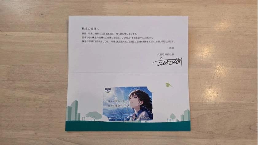 7196Casaから実際に届いたQUOカード